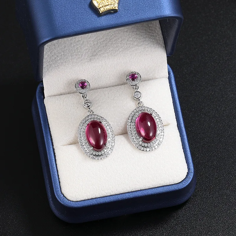 925 Sterling Silver Vintage Fashion Women's Purple Denier Zircon Ring Pendant Earrings Set Birthday Party Anniversary Gift