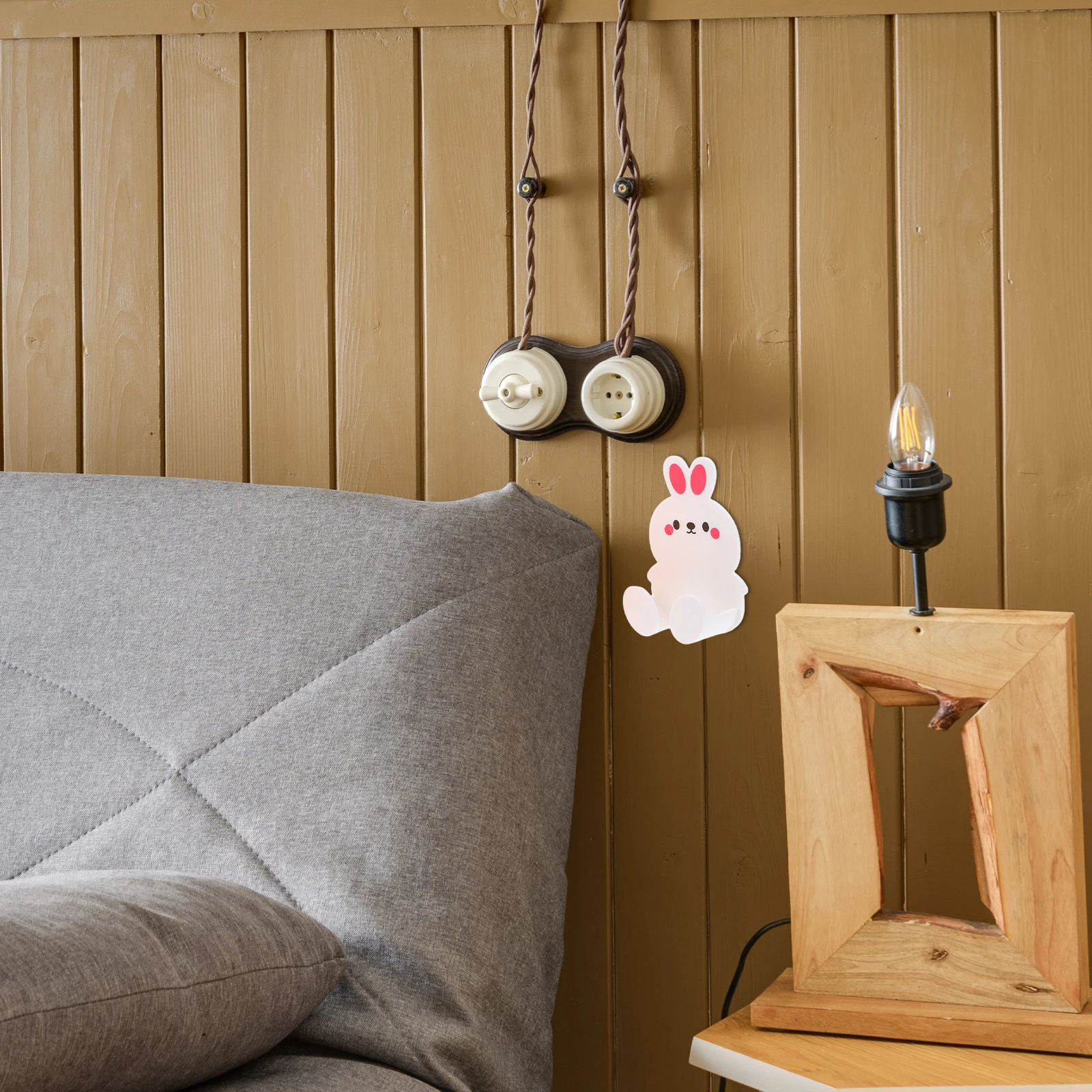 

5 pcs Cartoon Sticky Multipurpose Plug Wire Holders Power Plug Hooks Space Saving Hanger Desktop Organizer Cute Bunny Design