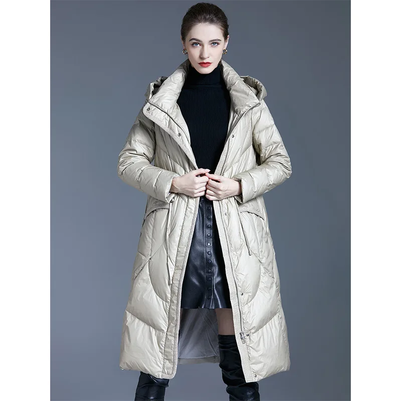 Damskie zimowe ocieplane kurtki 2023 ciepłe płaszcze z piór damskie długie wyściółki odzież damska lekkie ocieplane ubrania nowej odzieży wierzchniej
