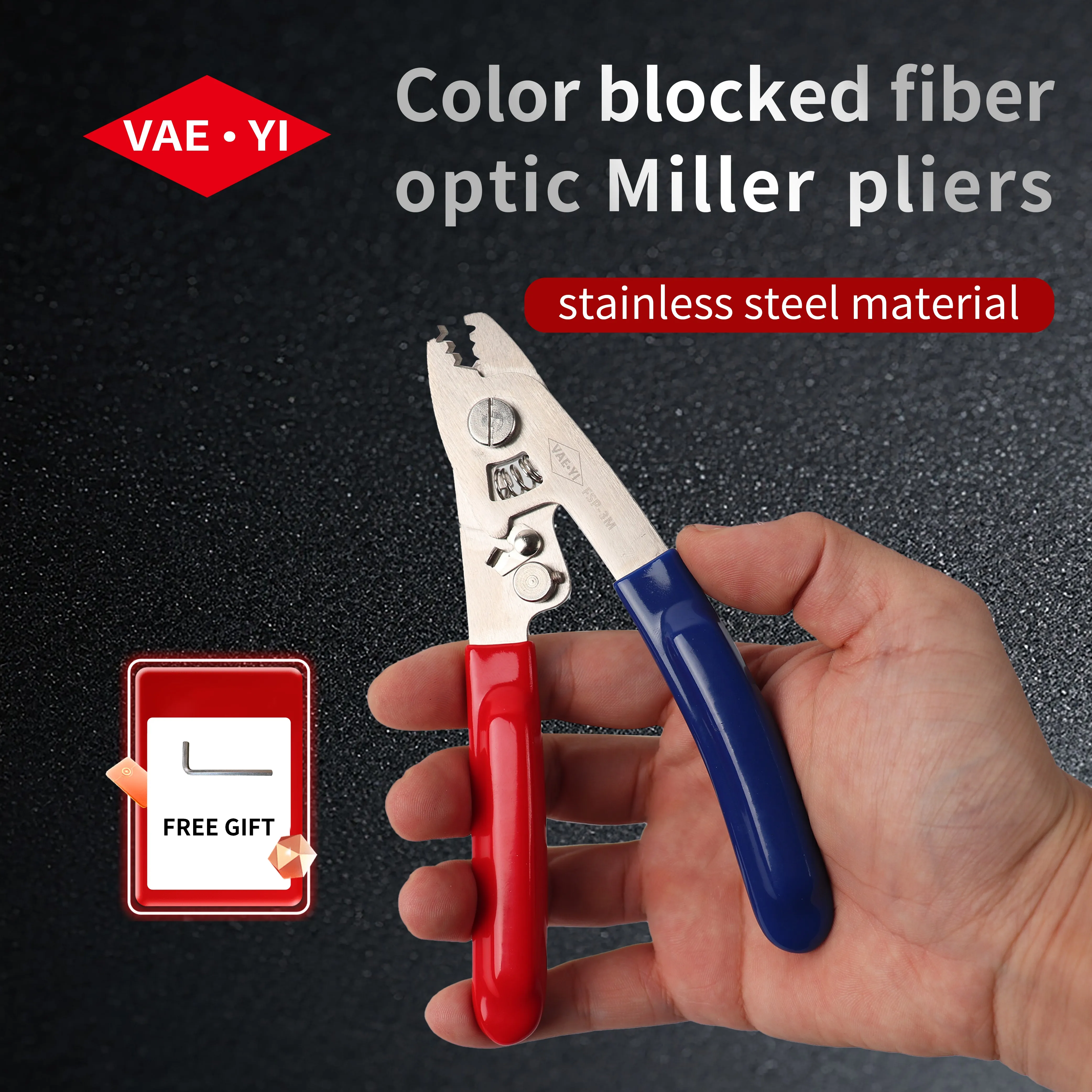 

Blue and red color matching Three-port Fiber Stripping Pliers Optical Fiber Stripper FTTH Tool Fiber Optic Wire Stripper