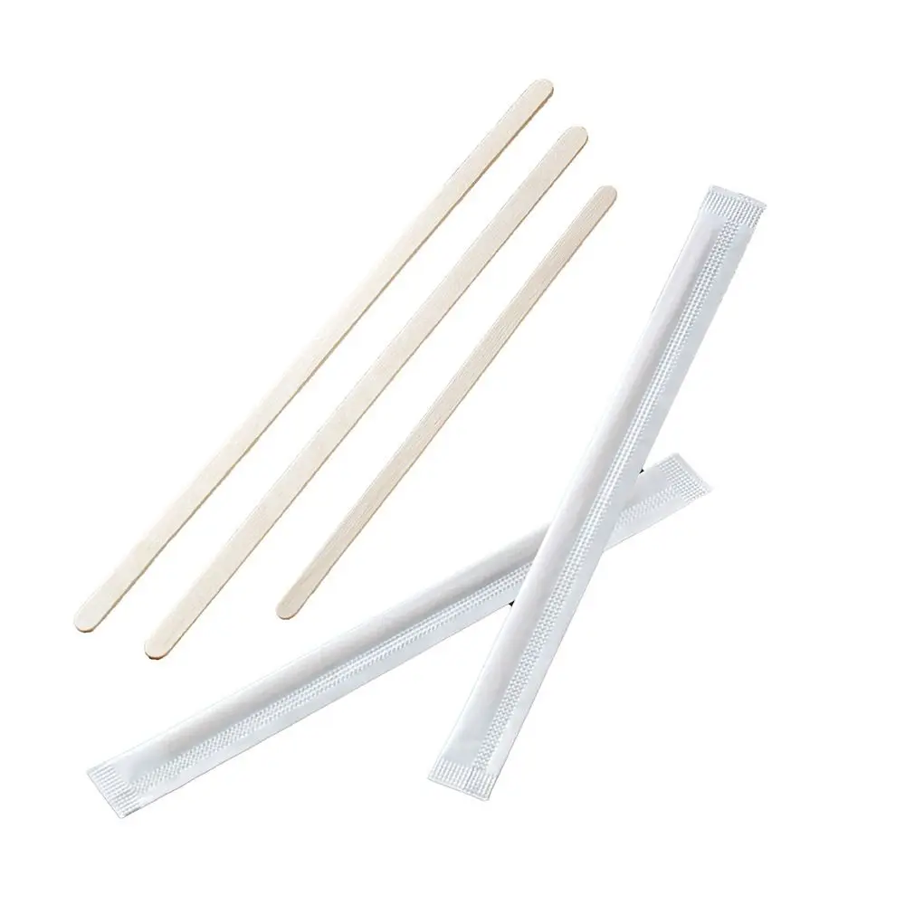 

100Pcs New 14/18cm Coffee Stirrer Sticks Disposable Single Package Wooden Coffee Stirrers Drinking Stir Coffee Supply