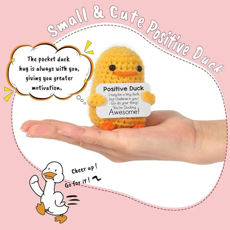 Crochet Positive Duck – Handmade  Funny Pickle Potato Gifts for Women Friend Men Coworker Birthday Christmas