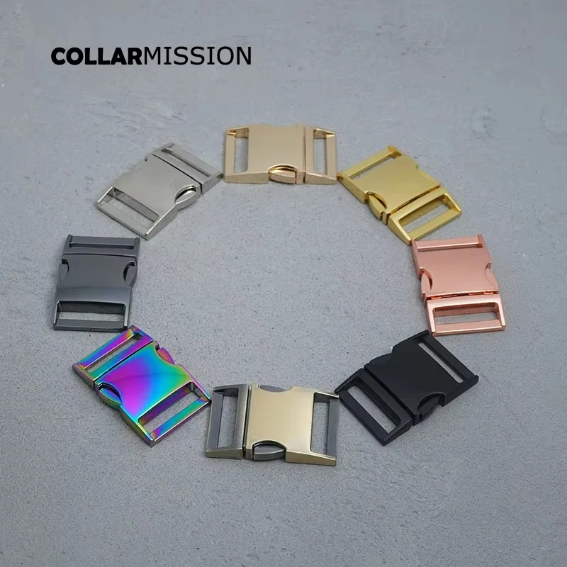 Anelli a D al dettaglio per catena di collare per cani in tessuto, cintura in pelle, fibbia in metallo placcato, anello Semi, chiusura a nastro,