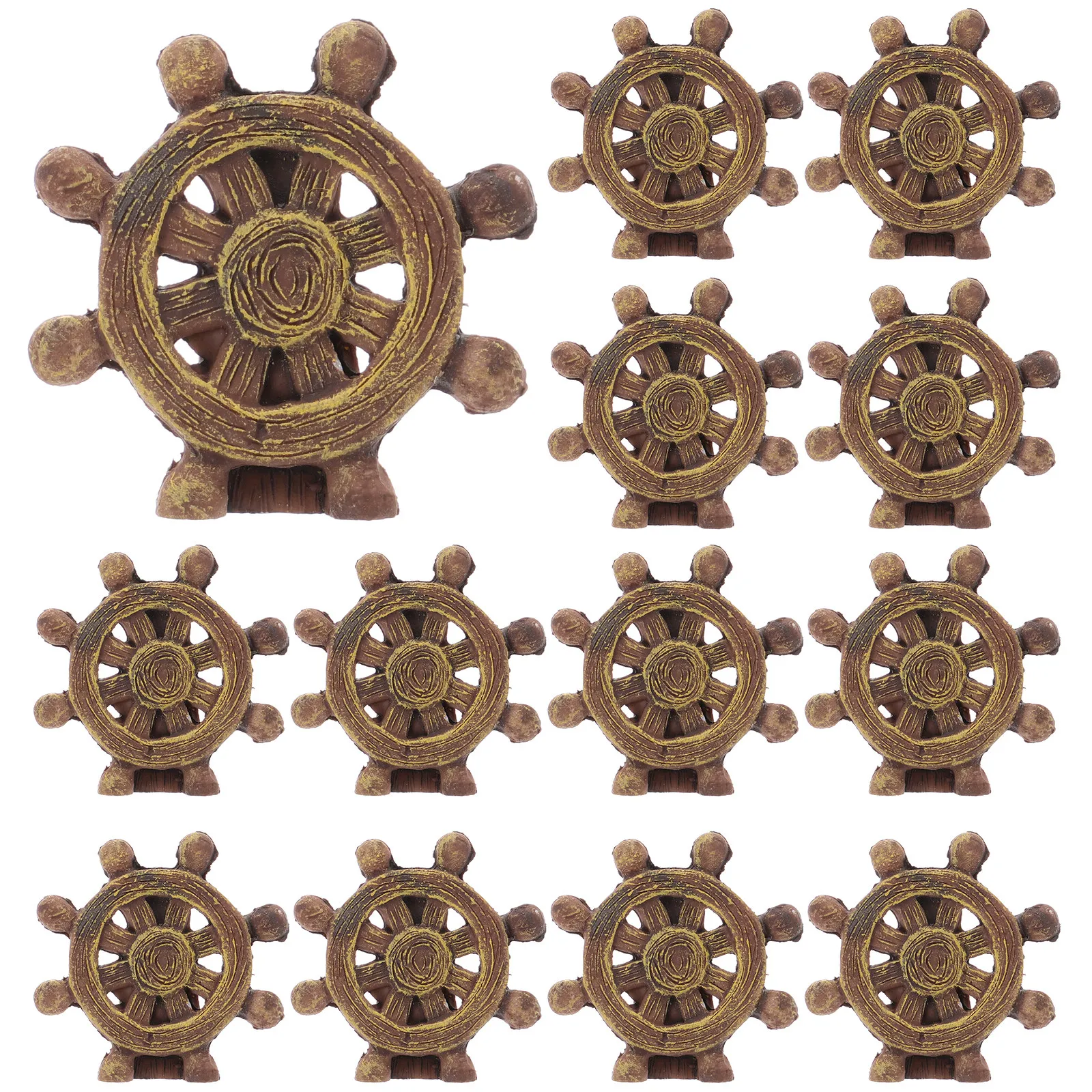 20Pcs Miniature Rudder Decor Mediterranean Style Nautical Sand Table Decor Resin Craft for Home Landscape Rustic Accents