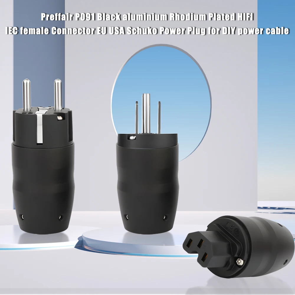 HIFI Audio Power Plug Aluminum Alloy Housing Gold Rhodium Plated Audio Power IEC Female Plug C15 Female Power Cord Connector