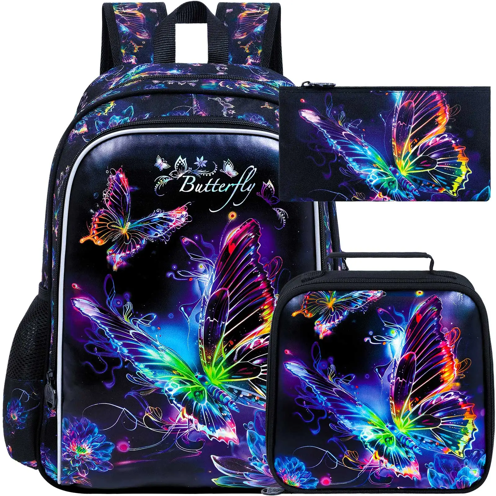 kid's-backpack-3pcs-16-inch-uv-print-black-butterfly-school-bag-set-one-backpack-handbag-pencil-case-for-girls