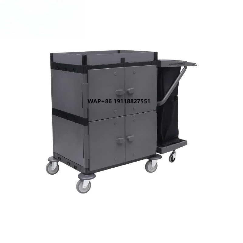 Premium Quality Grey Plastic Housekeeping Maid Cart Universal Hotel Cleaning Solution