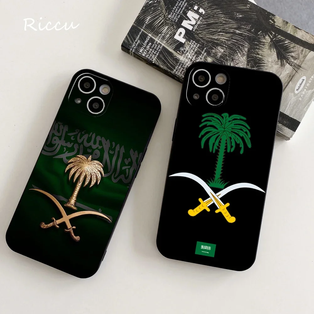 Kingdom of Saudi Arabia Flag Soft phone Case for apple Iphone 16promax  iphone14 15plus 12Pro 13Pro SE XR XS Soft black Covers