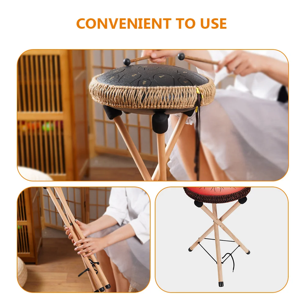 Hand Pan Drum Tongue Drum Holder Wooden Stable Tripod Tongue Drum Bracket Stand for Handpan Display Percussion Racks Portable