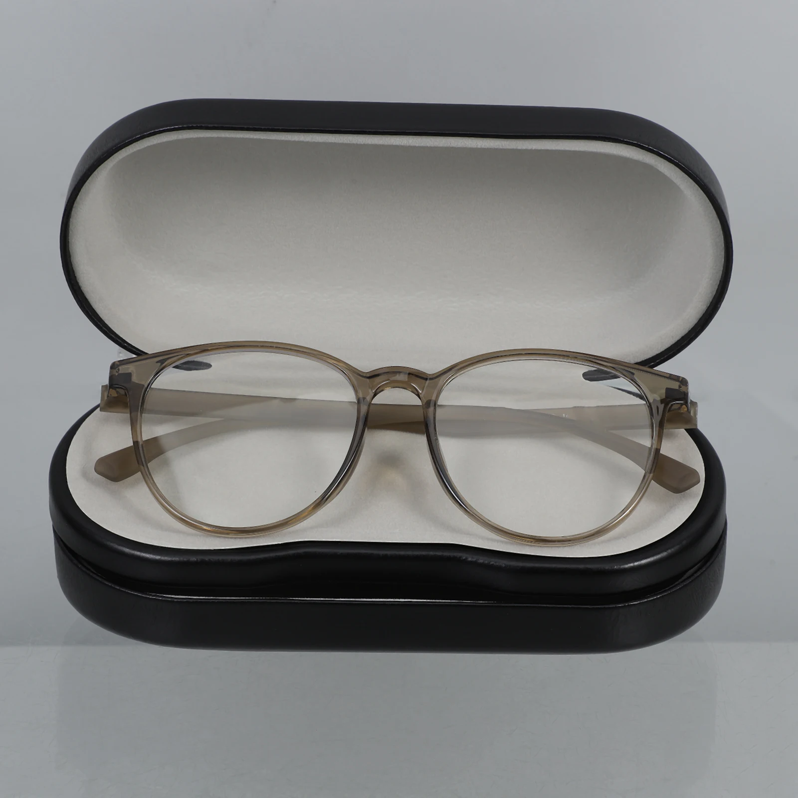 

Hidden Storage Box Glasses Case Contact Holder Double Eyeglass Travel Dark Grid Black Iron Organizer Container