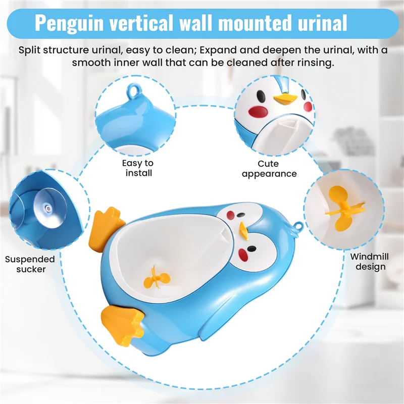 B78B-Baby Boy Potty Toilet Training Penguin Children Stand Vertical Urinal Boys Pee Infant Toddler Wall-Mounted
