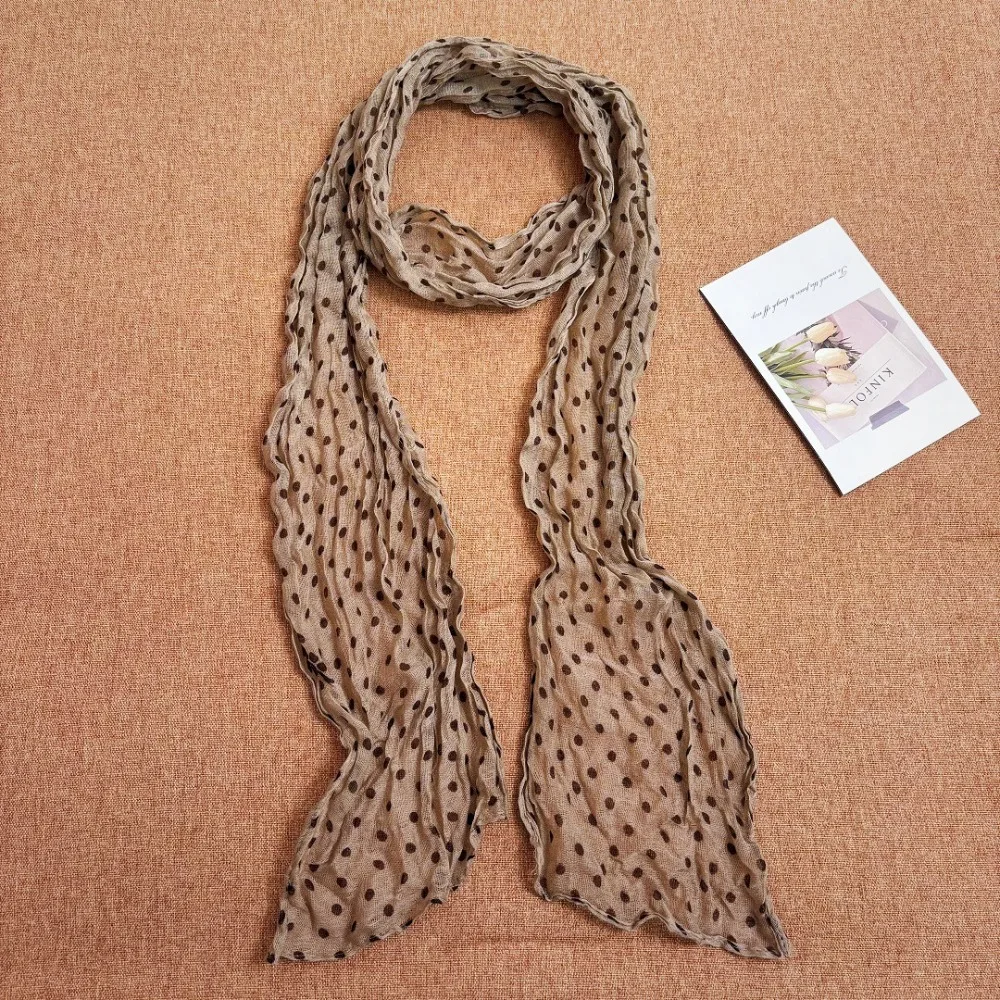 Cotton Linen Polka Dot Scarf Sunscreen Shawls Long Chiffon Scarf Lightweight Soft Women's Neckerchief Clothing Accessories