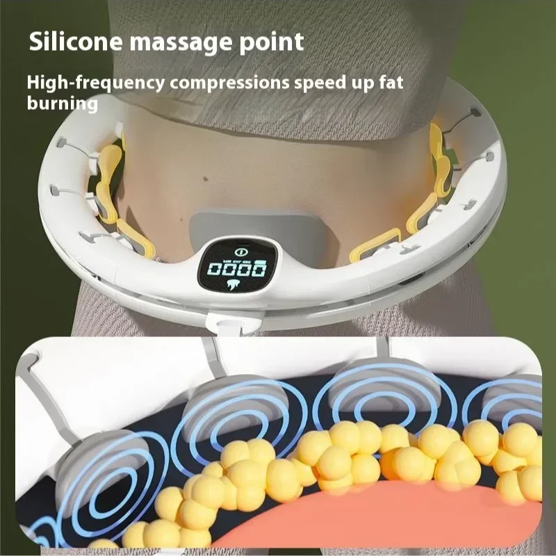 حلقة رياضية ذكية، حلقة لياقة تدليك رياضية صامتة مع شاشة LED، وزن قابل للتعديل، ممارسة اللياقة البدنية، فقدان الوزن