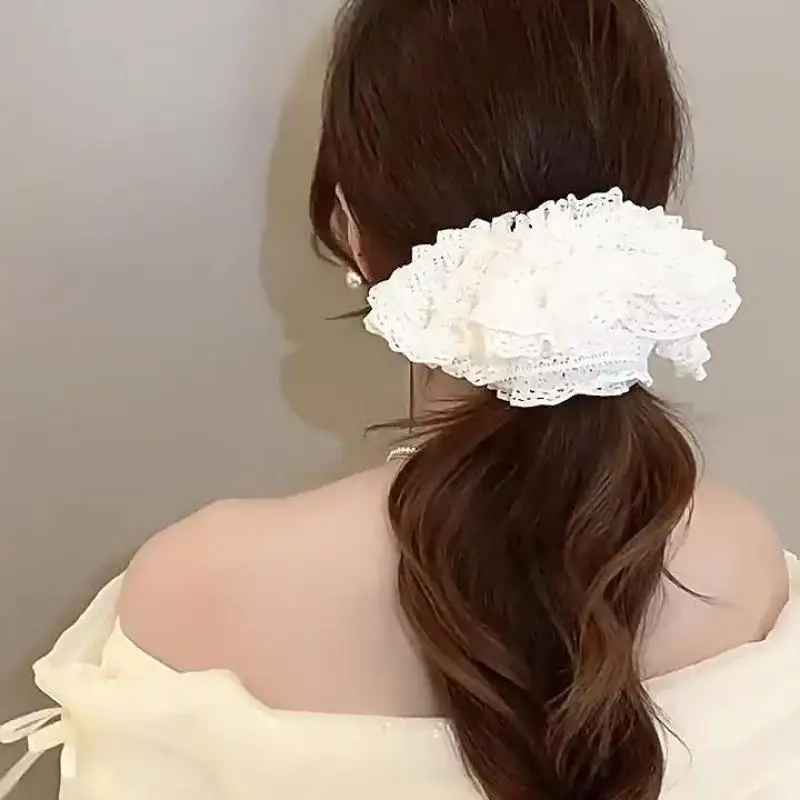 أنيقة الفرنسية الدانتيل واسعة Scrunchie رباط شعر للنساء الفتيات الشعر ربط الفرقة رئيس حبل الحلو حلية شعر موضة إكسسوارات الشعر