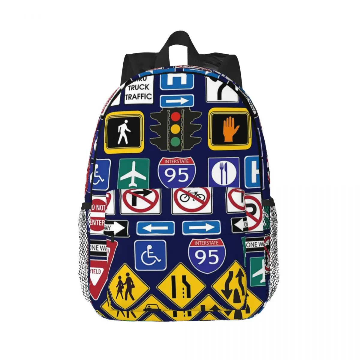 Road Signs, Regulations Signs Backpacks Boys Girls Bookbag Fashion Children School Bags Laptop Rucksack Shoulder Bag