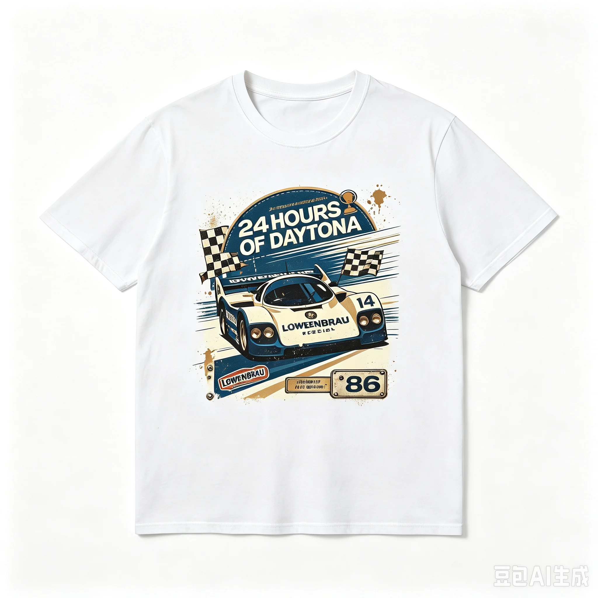 Unisex Casual Summer T-shirt Vintage Daytona Endurance Race Car Graphic Tops