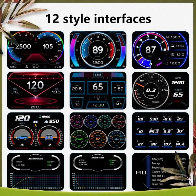 AB98-P2 Car HUD Head-Up Display OBD GPS Vehicle Speed And Gradient Meter Water Temperature And Fuel Consumption Durable Easy To