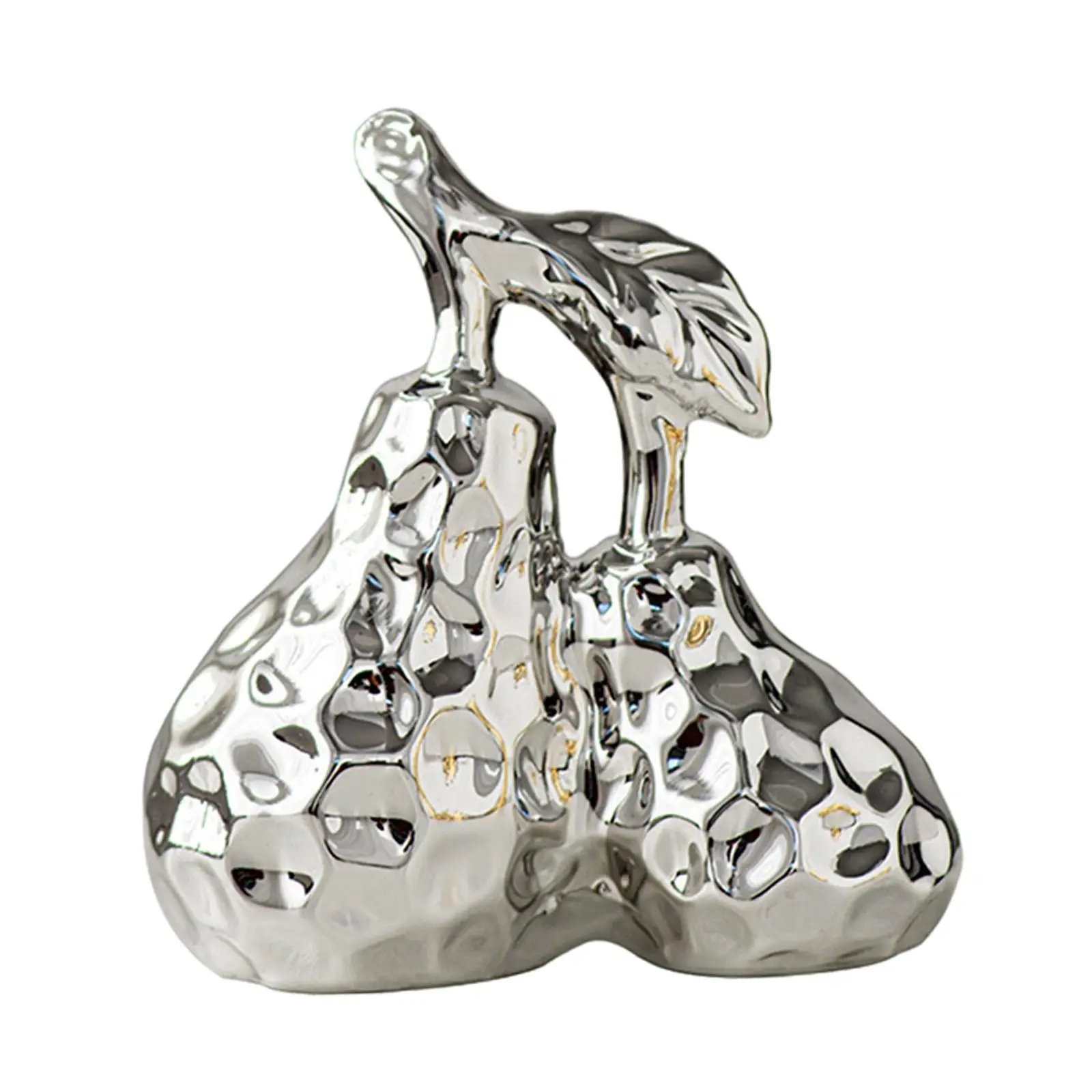 Pear Decoration Electroplated Crafts Tabletop Ornament Ceramic Pear Decor for Desktop Car Dashboard Office Bedroom Decoration