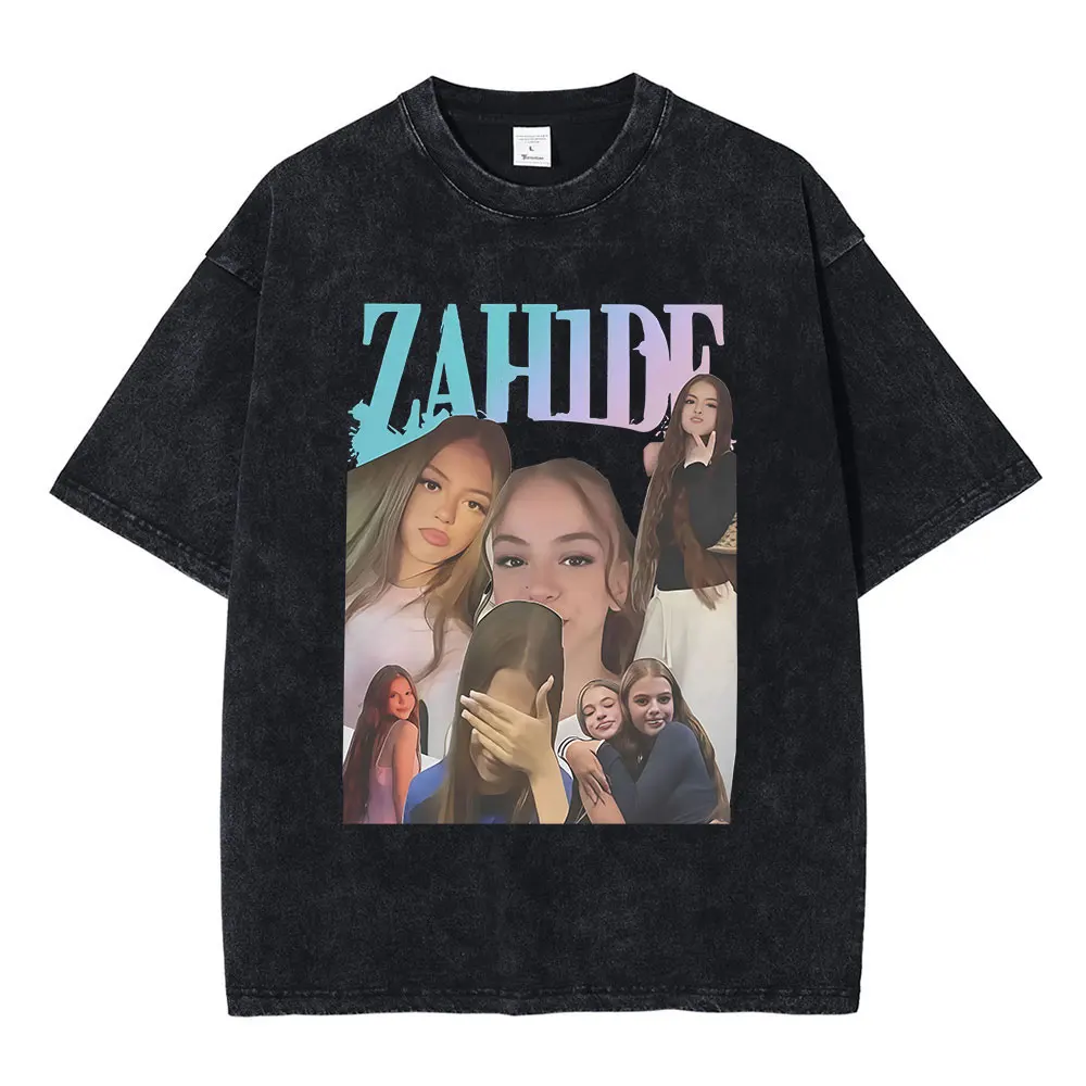 Vintage Washed Zahide Merch T Shirt Fashion High Quality Short Sleeve T-shirt Men Women Clothes Oversized Cotton Casual T-shirts