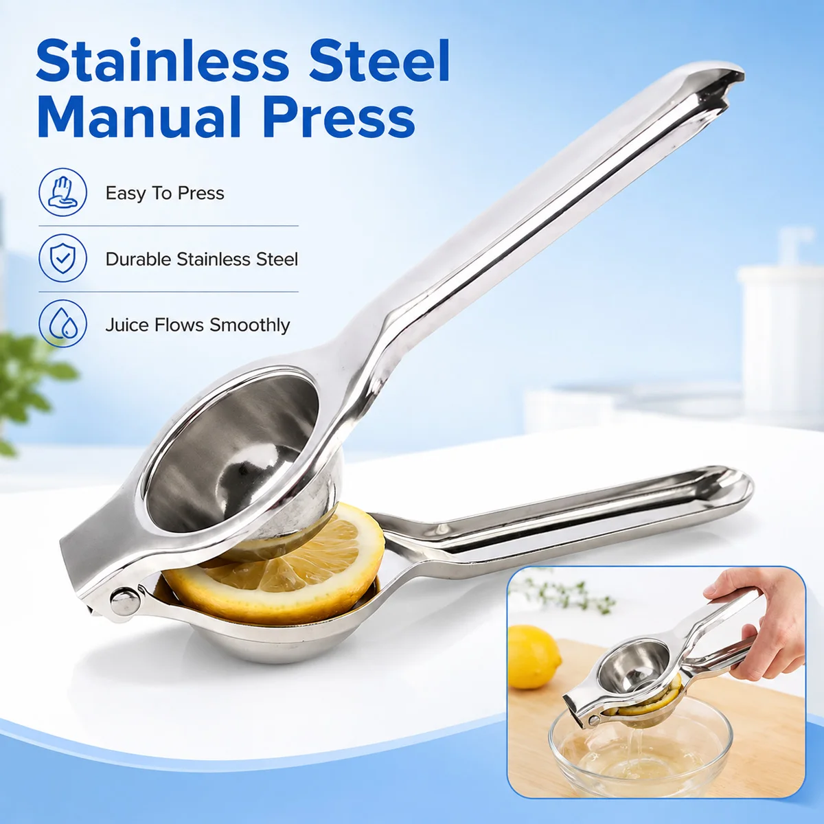 Heavy Duty Stainless Steel Lemon Squeezer Manual Citrus Juicer Hand Press Kitchen Tools For Lime Orange Fresh Juice Extractor