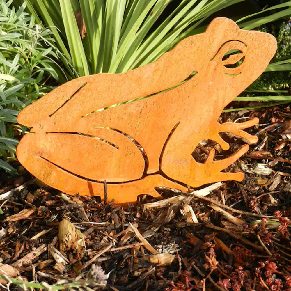

Декоративная металлическая фигурка лягушки в деревенском стиле, садовая статуэтка для улицы, подвесная фигурка лягушки, подходит для газонов