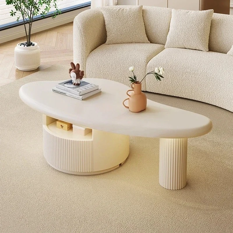 

Журнальный столик Cloud с лампой для гостиной, бытовой, нестандартный, небольшой журнальный столик, кремовый ветер