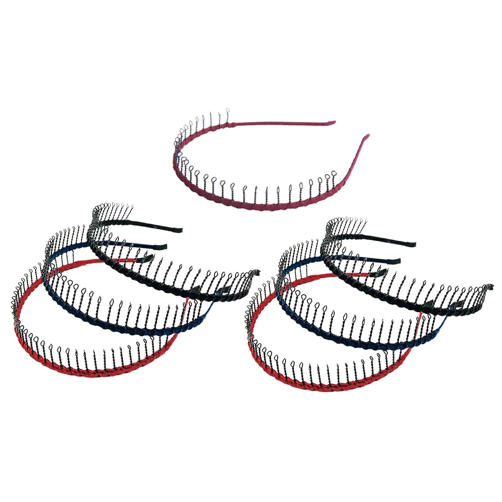 

7Pcs Anti-Slip Hairbands Long Metal Teeth Comb Sports Hair Hoop Mixed Color Hair Accessories Headband Makeup Hairband