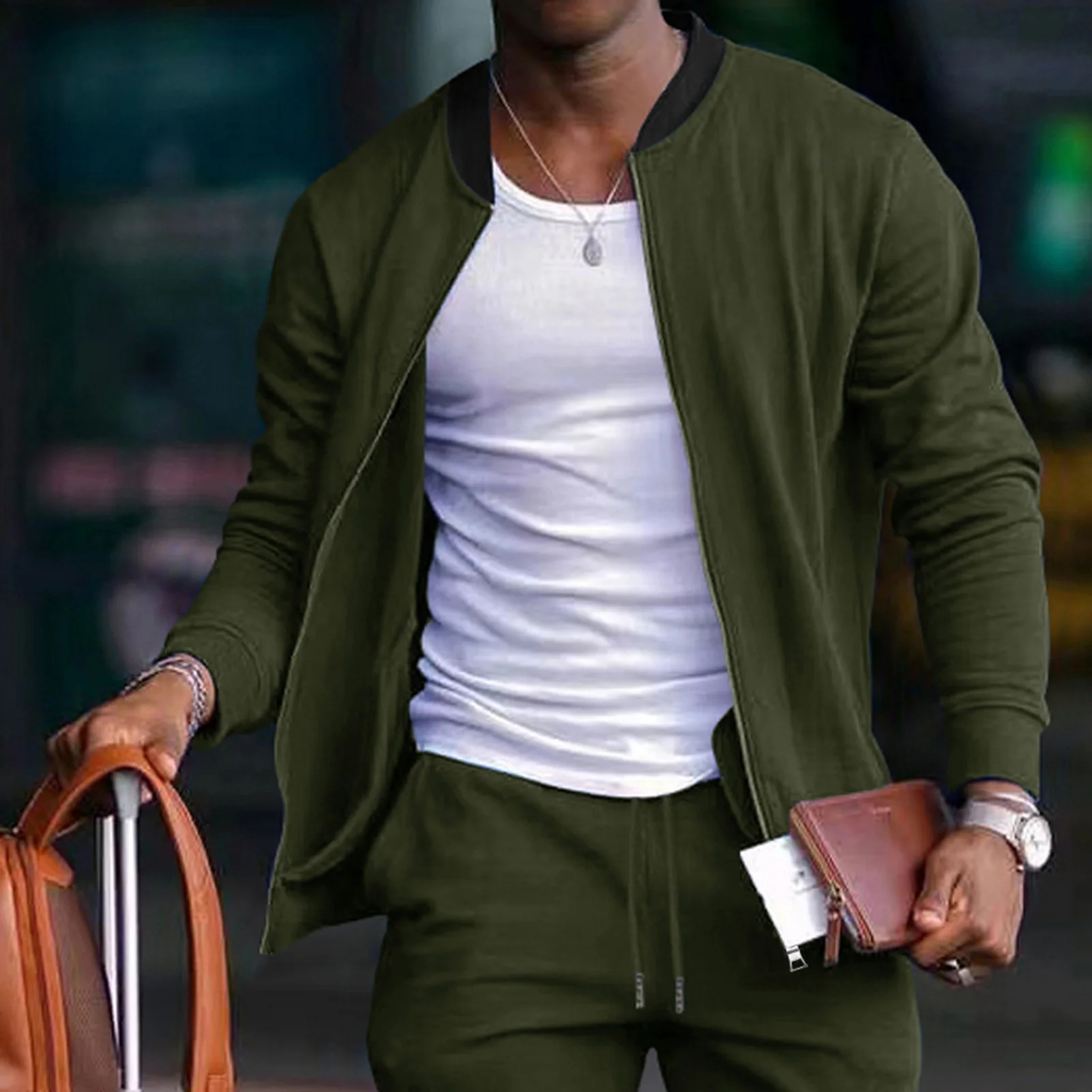 Men Lightweight Coat Stylish Men's Stand Collar Jacket with Zipper Closure Pockets Casual Spring Coat for Men Soft for Fall