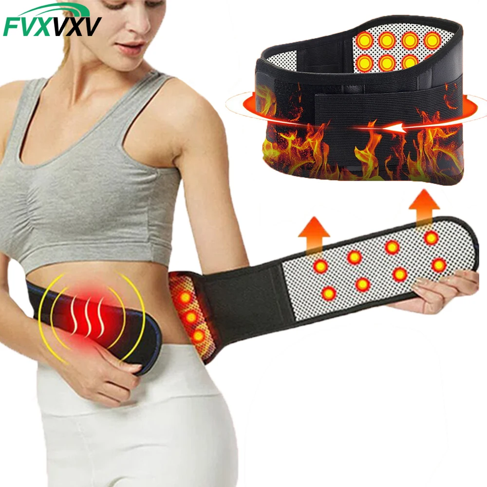 Back Support with Magnet, Tourmaline Magnetic Back Braces for Lower Back Pain Relief, Self Heating & Soothing Waist Band, Lumbar