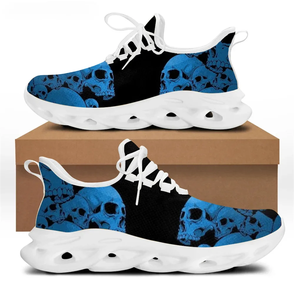 Black Punk Skull Brand Design Men's Shoes Casual Lace Up Comfortable Breathable Sneakers Male Walking Footwear 2021 - view 6