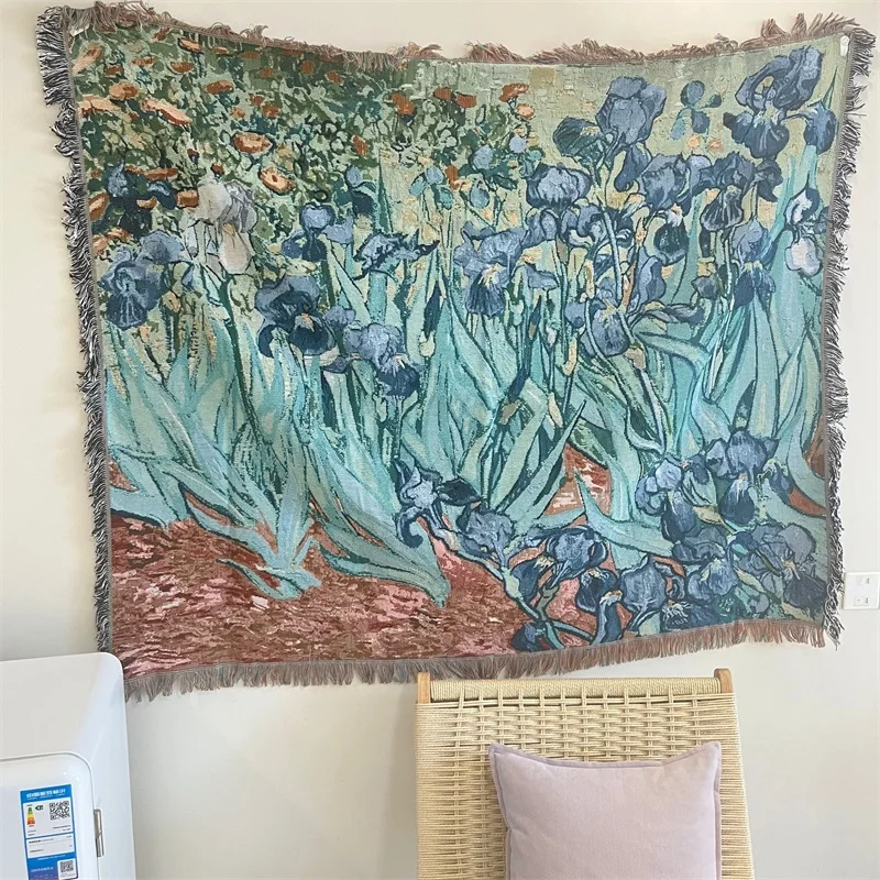 Van Gogh oil painting style famous painting harvest tapestry poppy background cloth wheat field tapestry iris sofa towel
