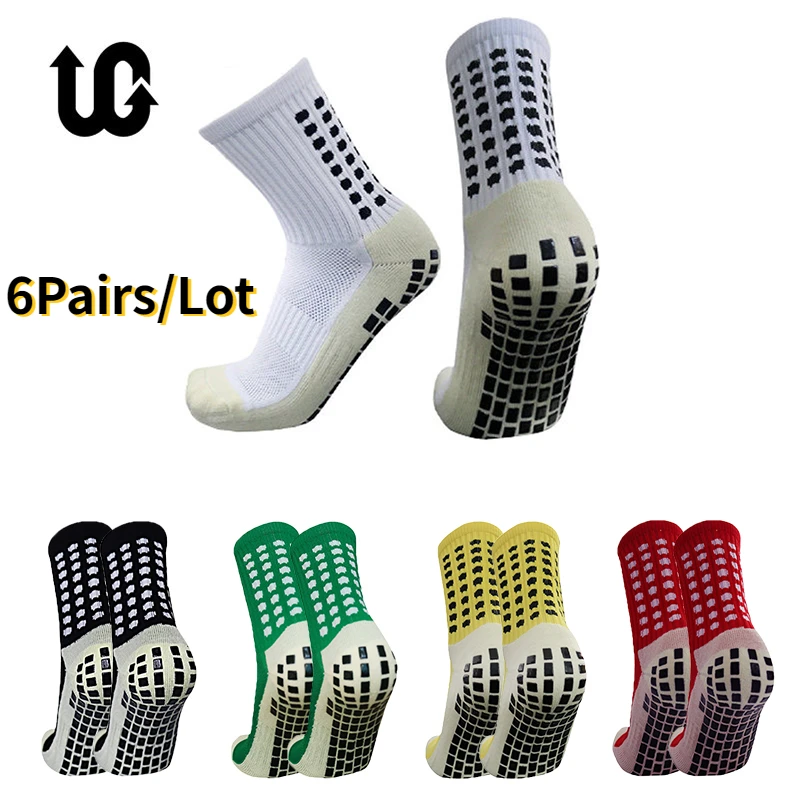 6 paare/los upgrade neue Sport Anti-Rutsch-Fußball Socken Baumwolle Fußball Männer Griff Socken Calcetas Antides liz antes de Futbol