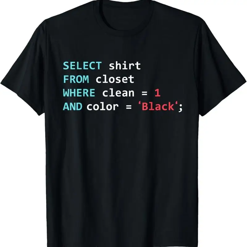 Programmer SQL Query Geek Database Coding T Shirt
