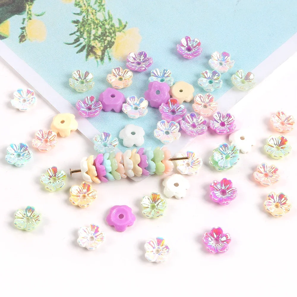 30pcs Resin Flower Multicolour AB Colorful Beads Spacer Beads for Jewelry Making DIY Bracelet Necklace Accessories