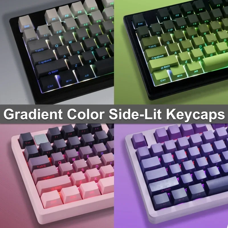 New 10 Gradient Colors PBT Keycaps 134 Keys OEM Profile Double-shot Keycap Set for Mx Cherry Switch Mechanical Keyboard DIY Kit