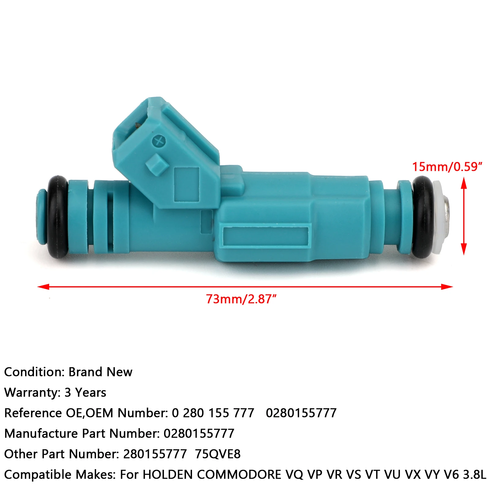 Areyourshop 0280155777 Fuel Injectors For Holden Commodore VG VN VL VQ VP VR VS VT VU VX VY V6 3.8L Fuel Injectors Car Parts