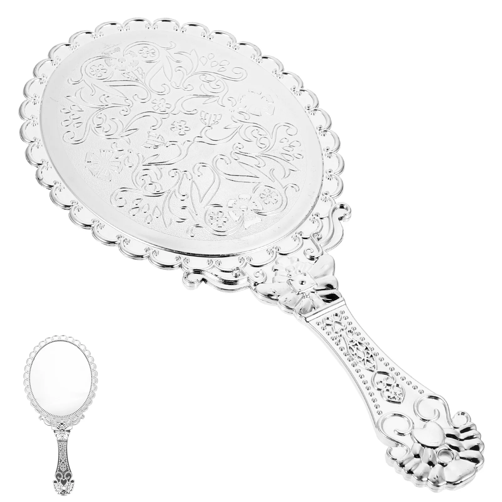 

Round Vanity Mirror Portable Retro Handle Delicate Handheld Small Travel Mirrors