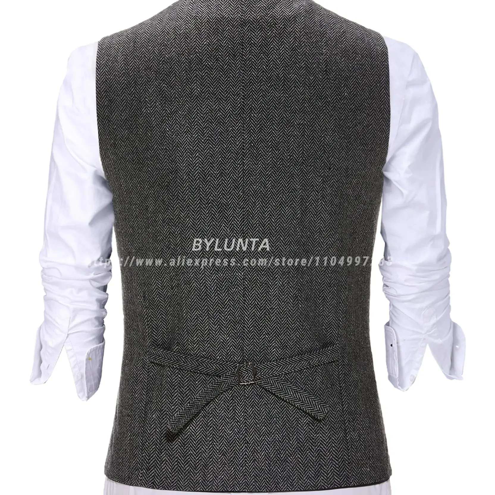 Gilet da uomo Grigio scuro Colletto sartoriale Gilet da lavoro in tweed di lana da sposa Giacca Casual Slim Fit Gilet Steampunk