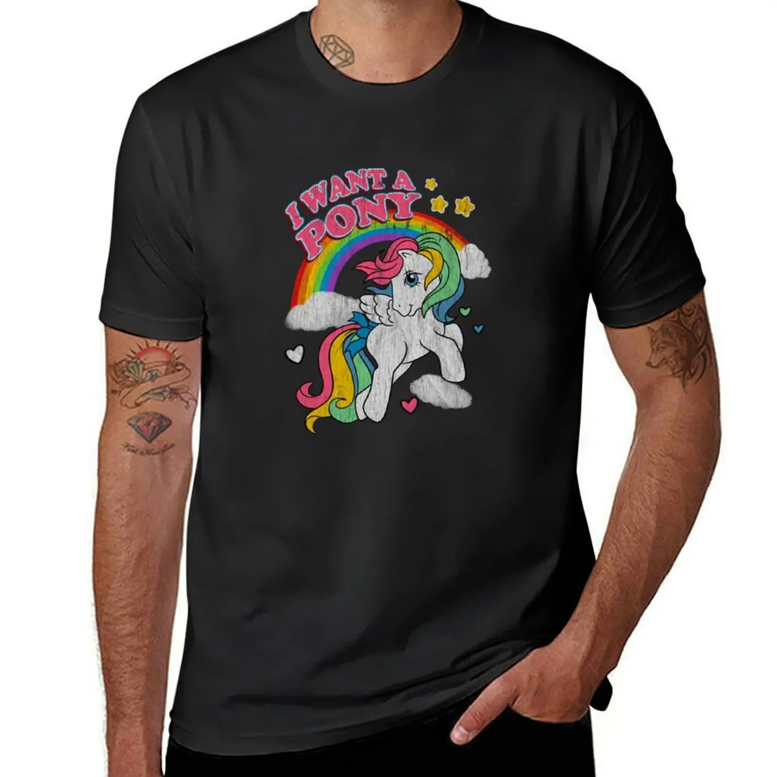 Vintage Little Pony T-Shirt hippie clothes summer tops Aesthetic clothing t shirts for men