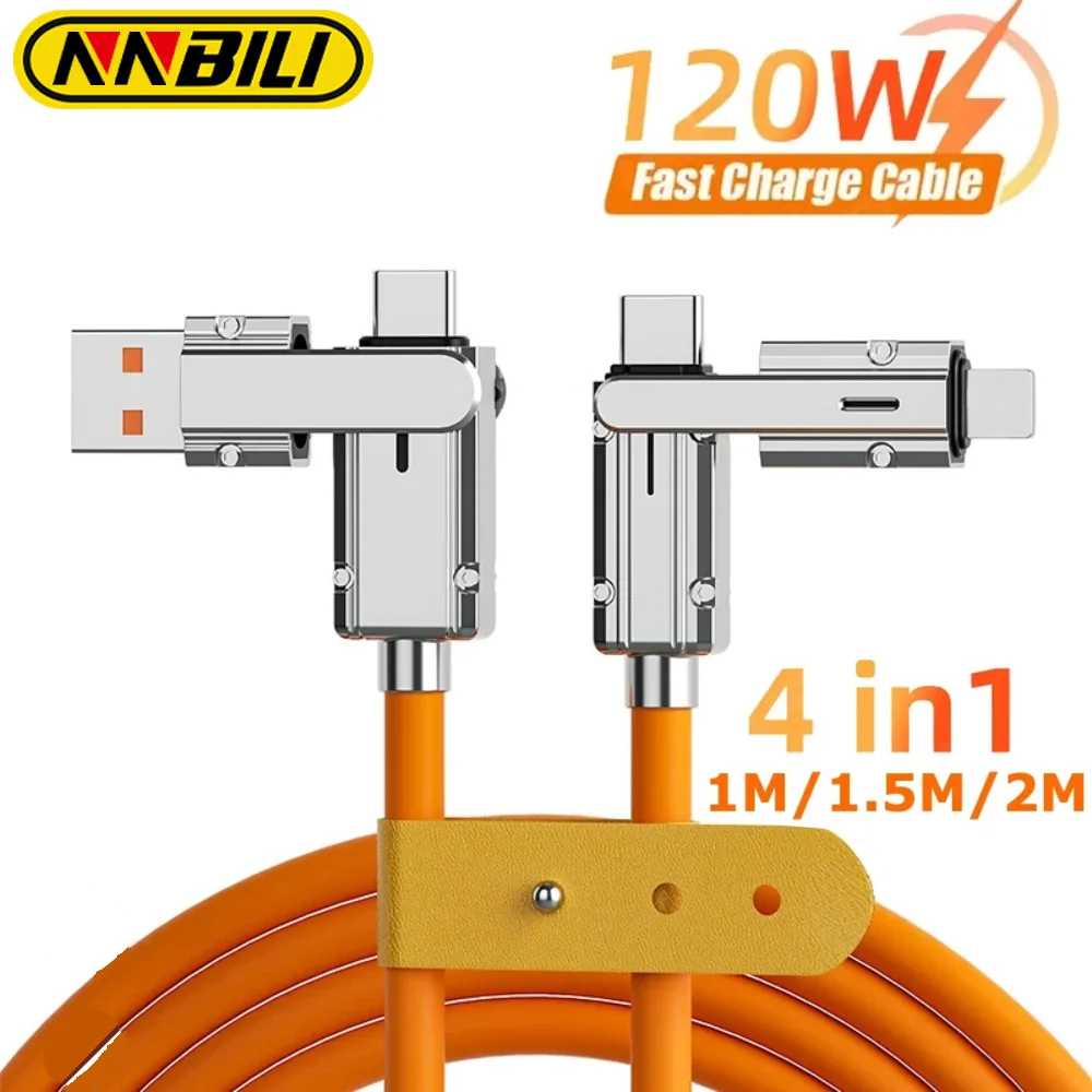 NNBILI 4 In 1 120W USB Type C to Type C IOS Cable 3 IN 1 PD 100W Fast Charging Data Cable for iPhone 11 12 13 14 Pro Max