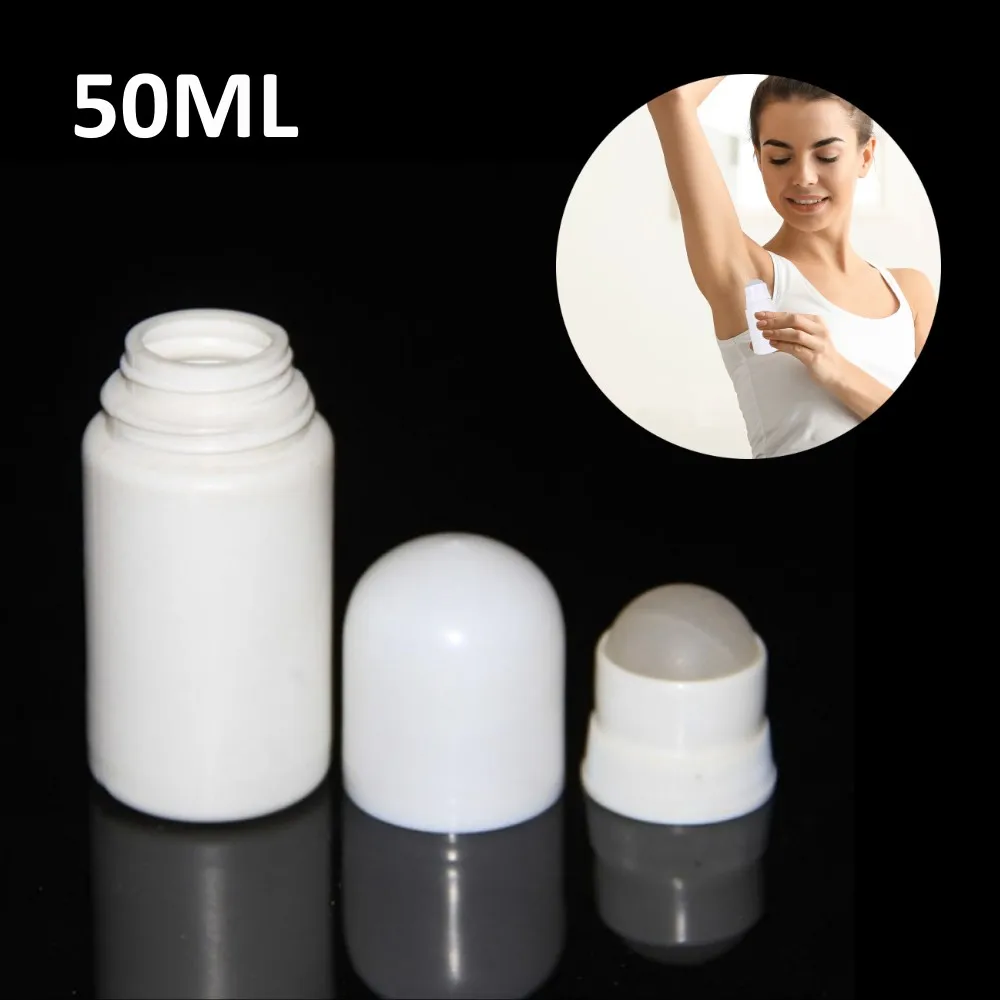 1pc Plastic Roller Bottle 50ml Empty Refillable Rollerball Bottle For Diy Deodorant Essential Oils Perfume Cosmetics Beauty Tool