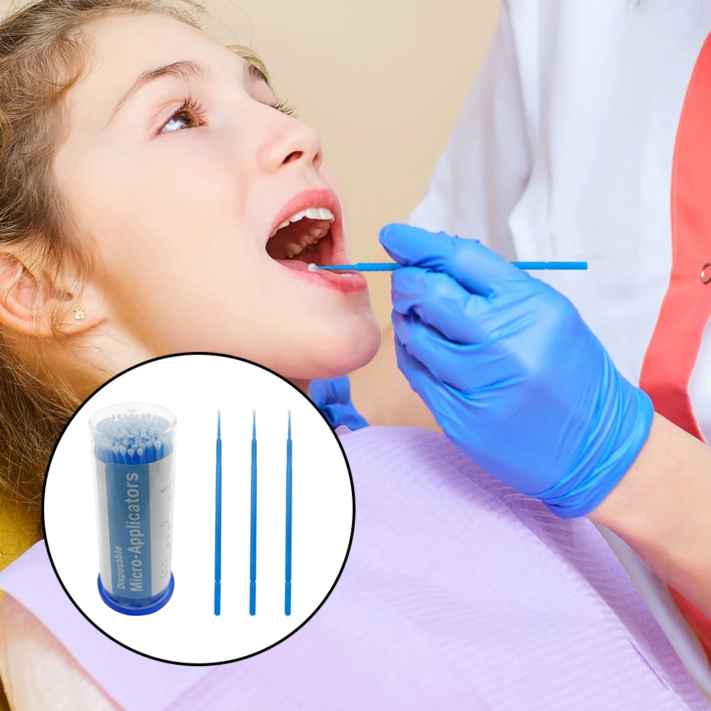 100Pcs Dental Micro Brush Bottle Dental Disposable Micro Brushes Applicators Brush Bendable Oral Dentist Care Cleaning