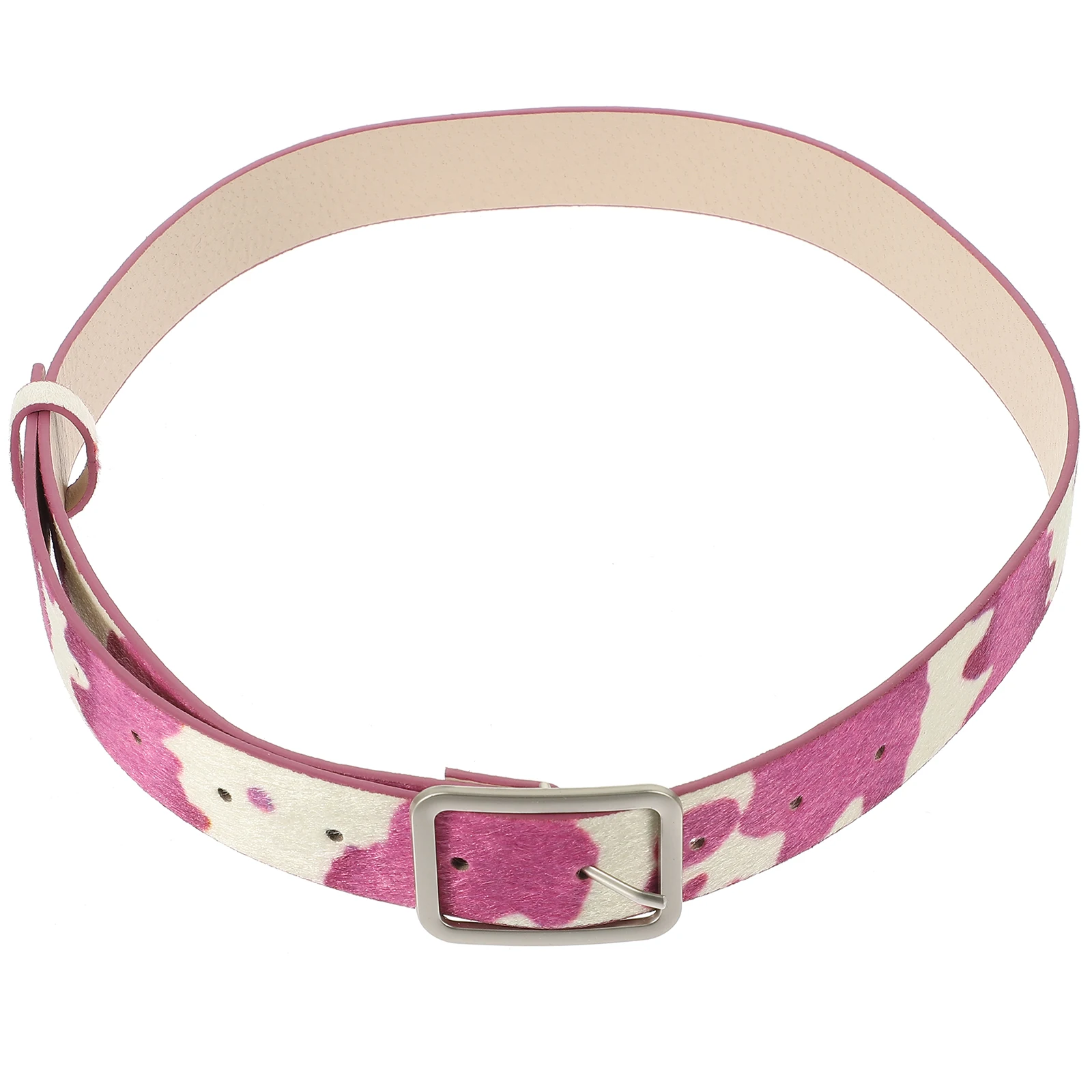 

Simulated Horsehair Belt Women Cow Print Adjustable Western Belts Animal Accessories Jeans Pants Stylish Flair Lightweight