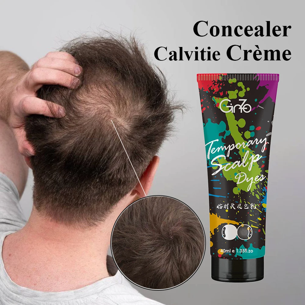 GINZO Crème Correcteur Calvitie pour Hommes/Femmes Crème Camouflage Calvitie Maquillage Capillaire Imperméable 24h pour Racines et Zones Clairsemées Usage domestique 40ml