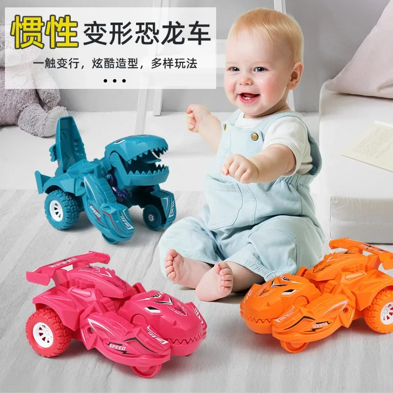 New Transforming Dinosaur Car Deformation Car Toys Inertial Sliding Dino Car Automatic Transform Toy Boys Amazing Gifts Kid Toy