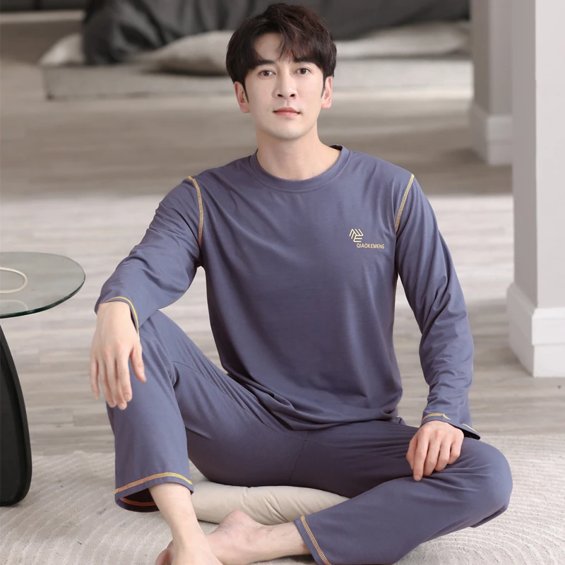 L-4XL Big Size Mens Pajamas Set Autumn Modal Pajama for Man Leisure Sport Sleepwear Pyjamas Male Long Sleeve Pijamas Hombre
