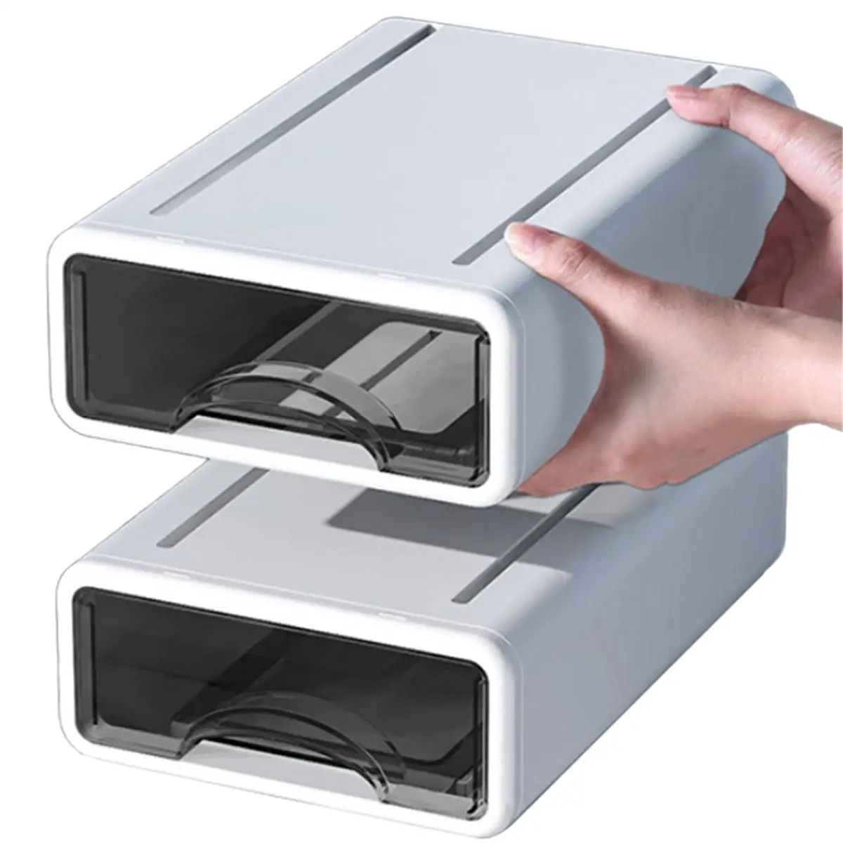 2026 Trend Plastic Box Desktop Organizer Drawer Makeup Storage Box Jewelry Container Stackable Large Storage Dustproof
