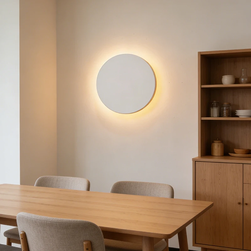 

Round LED Wall Lamp Gypsum Atmosphere Decoration Lights For Bedroom Living Room Stairs Indoor Moon Sconce