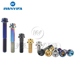 Wanyifa Titanium Bolts M8 M12x15~90mm Pitch1.25/1.5mm Hex Head Flange Screws for Motorcycle Disc Brake