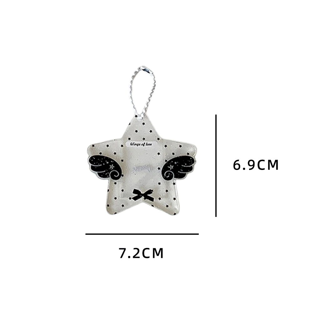 Transparent Acrylic Glitter Star 1-Inch Photo Frame Pendant Cute Angel Wings Keychain 1-Inch Photo Frame Pendant Key Chain Gifts